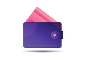 Wallet with credit card in flat style isolated on white background vector