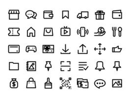Set of modern thin line icons. Outline isolated signs for mobile and web. High quality pictograms. Linear icons set of online shopping, payment, delivery, store, money, gift, etc. . vector