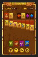 Solitaire game UI in Egyptian style. Background and buttons for game assets. Egyptian mobile game vector