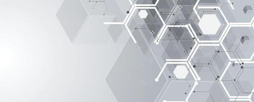 abstract background with circuit hexagons and lines vector