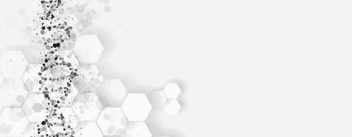 abstract dna background with hexagons and dots vector