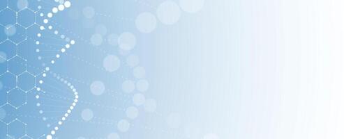 abstract dna blue background with dots and lines vector