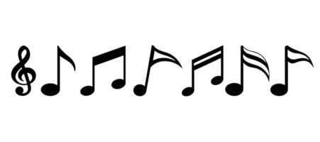 Musical Notation Symbols Treble Clef, Quarter Notes, and Eighth and Sixteenth Notes vector
