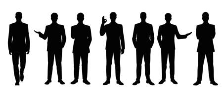 Business Silhouettes Depicting Diverse Professional Poses and Gestures in Abstract Style vector