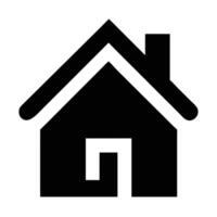 Simple Black and White House Icon with Triangular Roof and Chimney vector
