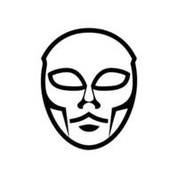 Minimalistic Black and White Tribal Mask Design with Bold Features for Ceremonial Themes vector