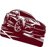 Car is shown in a silhouette on a background vector