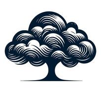 Stylized tree with cloud waves on it vector