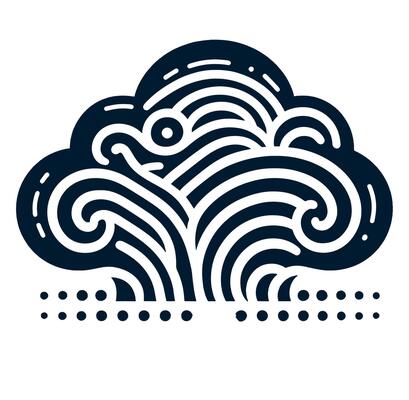 A cloud with waves and swirls on it