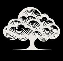 A stylized tree with cloud on a black background vector