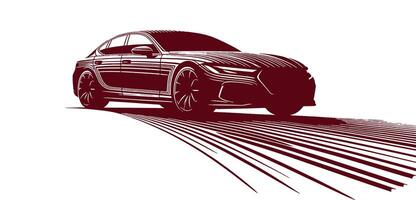 A car is shown in a drawing on a white background vector