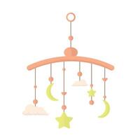 Baby crib mobile icon with toys on white background. Sleeping toy. Toy with elements. vector