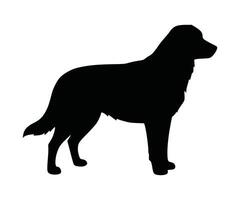 A silhouette of a standing black dog against a white background, representing a dog icon. vector