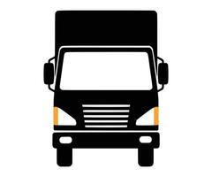 Truck icon. Dark silhouette. Front perspective. Simple flat illustration. Set apart on a white surface. vector
