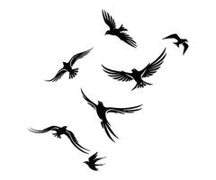 Illustration of a bird in flight with a silhouette of branches. vector