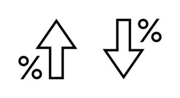 Percent up and down outline icon. Percentage arrow growth and decline sign symbol vector