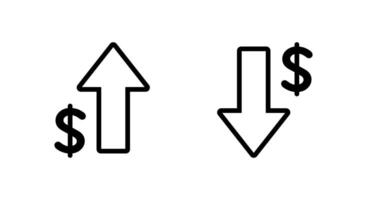 Dollar price up and down icon in trendy style. USD growth and decline sign symbol vector