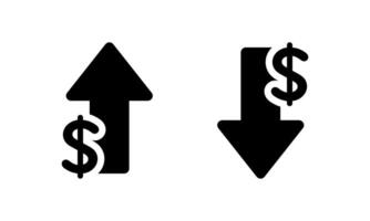 Dollar arrow up and down icon. USD growth and decline concept vector