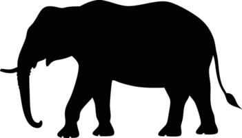 Elephant Walking Isolated Silhouette with Trunk Down vector