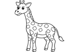 Standing Cartoon Giraffe Outline with Spots and Happy Expression vector
