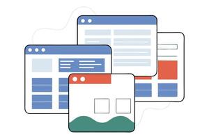 Four Abstract Web Windows with Blue and Orange Accents vector