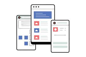 Minimalist Design of Three Mobile App Interfaces on Transparent Background vector