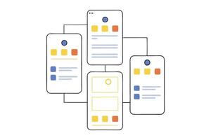 Mobile Interfaces Flowchart with Line Connections vector