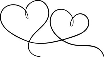 Two Connected Hearts, Continuous Line Art, Romantic Symbolism with vector