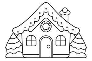 Winter House Outlines With Trees Transparent Background Minimalist Line Art vector