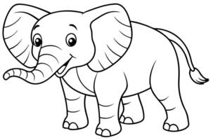 Cute Elephant Cartoon Outline with Transparent Background vector