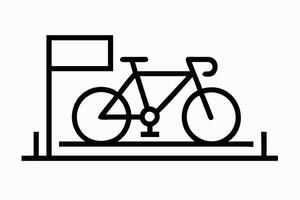 Isolated Flat Bicycle Icon with Signpost, Minimalist Design on Transparent Background vector
