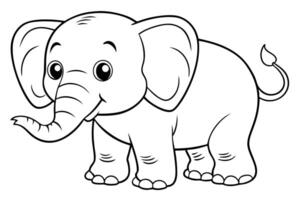 Cute Elephant Cartoon with Big Eyes, Long Trunk, and Curly Tail, on Transparent vector
