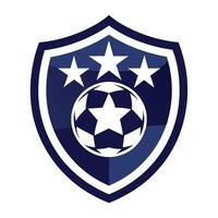 Soccer ball and Three Stars inside a Blue and White Shield on transparent background vector