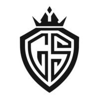 Isolated Shield Crown GS Letter Logo Monogram Icon in Transparent Background vector