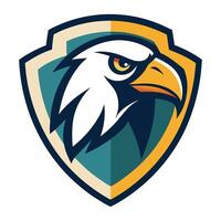 Stylized Eagle Head Inside Shield Shape Design Element on Transparent Background vector