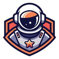 Cartoon Astronaut in Space Suit with Star Emblem on Transparent vector