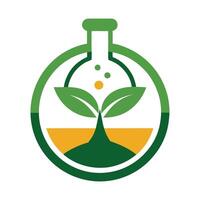 Flask with Leaves in Green and Yellow on White Background vector