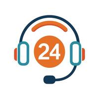 Stylized Headset with Orange Circle and Number 24 vector
