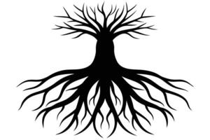 Silhouette Tree with Roots Design vector