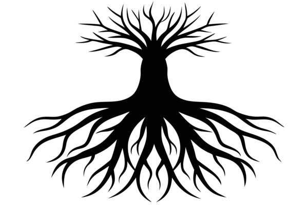 Silhouette Tree with Roots Design