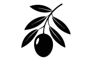 Elegant Olive Branch with Leaves Icon in Black on Transparent Background vector