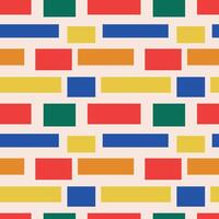 illustration showcasing a seamless pattern of colorful rectangles in red, blue, yellow, green, and orange. The geometric arrangement creates a dynamic and vibrant design vector