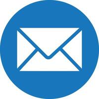 Blue round envelope icon in trendy style . Email message sign . Mail icon vector