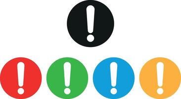 Colorful error icon set in different colors . Warning attention icon with exclamation mark symbol . Alert symbol . illustration vector