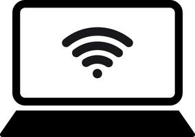 Laptop wifi icon isolated on white background . Laptop with wifi icon . illustration vector