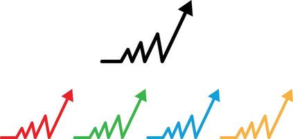 Colorful arrow going up icon set in different colors . Business arrow graph going up icon . illustration vector