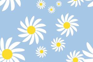 Daisy Flower Seamless Pattern. Retro Charming Daisy Pattern on a Serene Background Creates a Cheerful vector