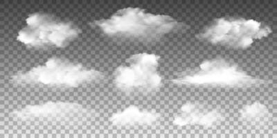 White realistic isolated clouds vector