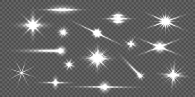 Set of glowing light effect, flash light,glow sparkle effect vector