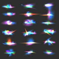 Crystal rainbow flares reflection light with overlay effect vector